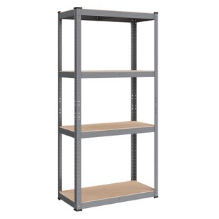 Étagère Charge Lourde à 4 Niveaux, Montage Sans Vis, Capacité 520 Kg, 40 X 80 X 160 Cm, Gris