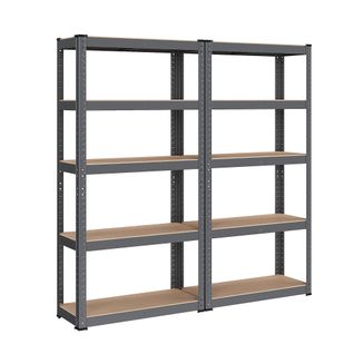 Étagère Charge Lourde à 5 Niveaux, Montage Sans Vis, Capacité 650 Kg, 30 X 75 X 150 Cm, Gris