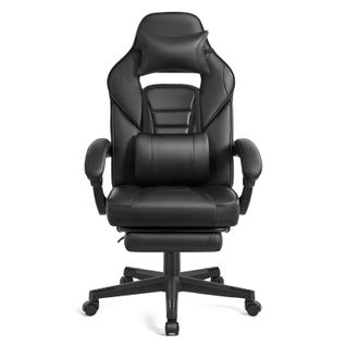 Fauteuil De Bureau, Réglable, Repose-pieds Télescopique, Mécanisme à Bascule, Noir D'encre