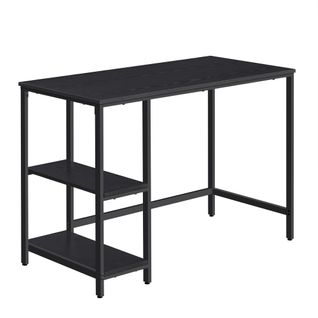 Bureau Avec Rangement, Table D’ordinateur, Avec 2 Étagères Réversibles, 50 X 100 X 76 Cm, Noir Boisé