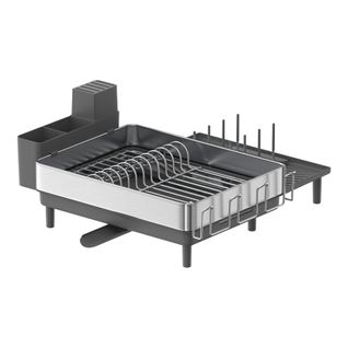 Égouttoir à Vaisselle, Support Extensible, En Inox Avec Bec Tournant, Argent Et Gris