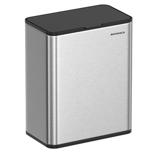 Poubelle De Cuisine Murale, Poubelle à Compost 8l Avec Couvercle, Avec Crochets, Argent Métallique