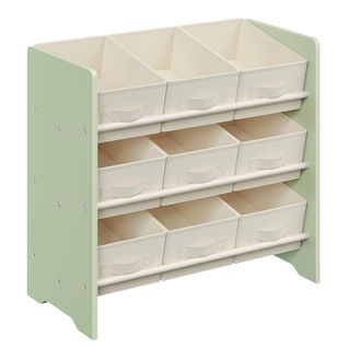 Étagère à Jouets Pour Enfants, 9 Boîtes De Rangement En Tissu Non-tissé, Vert Laurier