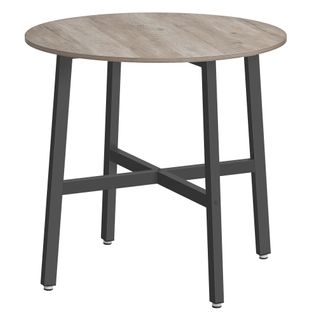 Table à Manger, 80 X 75 Cm (diamètre X H), Style Industriel, Grège Chiné Et Noir D'encre