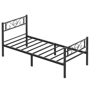 Lit Simple, Convient Pour Matelas De 90 X 200 Cm, Montage Facile, Pour Petits Espaces, Noir D'encre