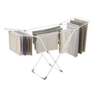 Étendoir à Linge, Séchoir Pliable, Avec Barres, Support De Séchage Sur Pieds, Blanc