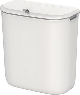 Poubelle De Cuisine Suspendue, 9l, Petite Poubelle Compost, Avec Couvercle, Blanc