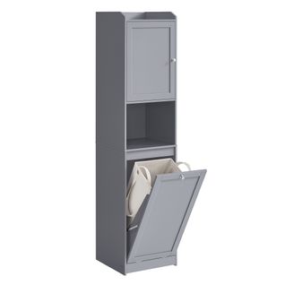 Meuble De Salle De Bain Haut, Panier à Linge, Gris Tourterelle