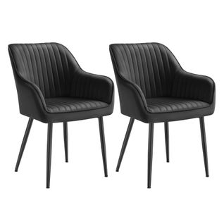 Chaise Salle à Manger, Lot De 2, Chaise De Cuisine, Fauteuil En Velours, Avec Accoudoirs