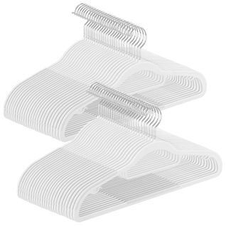 Cintres 50 Pièces, Cintres En Plastique, Antidérapant, Crochet Pivotant à 360° Argent, Blanc