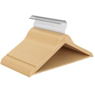 Cintres En Bois, Lot De 30, Fins, Avec Encoches, Crochet Pivotant à 360°, Veste, Naturel