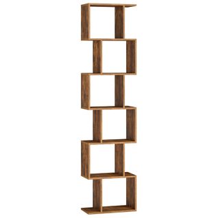 Bibliothèque à 6 Niveaux, 24 X 40 X 191 Cm, Cloison Séparateur, Moderne, Marron Rustique