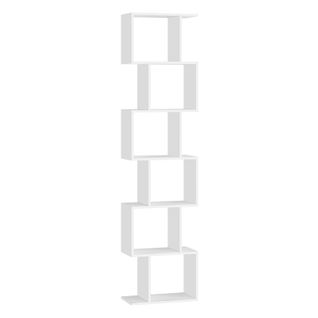 Bibliothèque à 6 Niveaux, 24 X 40 X 191 Cm, Cloison Séparateur, Moderne, Blanc Nuage