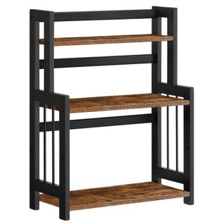 Étagère à Épices, Étagère De Rangement à 3 Niveaux, Organisateur De Bureau, Marron Rustique Et Noir