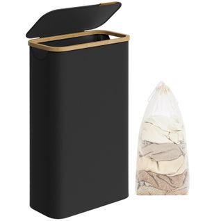 Panier à Linge Mince Avec Couvercle, 65l, Pliable, 42 X 22,5 X 70,5 Cm, Noir D'encre