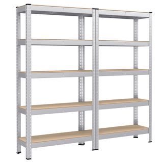 5-tier Heavy-duty Shelving Units, Set Of 2 Steel Shelving Unit, Silver
