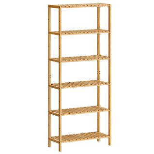 Étagère De Rangement, Meuble à Chaussures à 6 Niveaux, 26 X 60 X 160,9 Cm, Beige Naturel