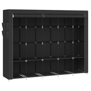 Armoire à Vêtements Portable Avec 5 Rails De Suspension, Étagères, 4 Poches Latérales, Noir Encre