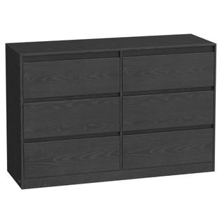 Commode Chambre 6 Tiroirs, 40 X 119,4 X 75 Cm, Style Moderne, Noir Boisé