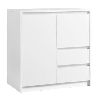 Buffet, Avec Porte Et Étagère Réglable En Hauteur, 2 Tiroirs, 40 X 70 X 74,5 Cm, Blanc Nuage