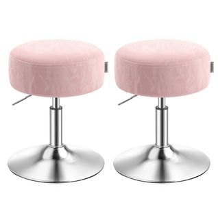 Tabourets De Maquillage, Lot De 2, Réglables En Hauteur, Pivotants à 360 Degrés, En Pu, Rose Bonbon