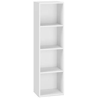 Étagère Sur 4 Niveaux, Avec Étagères Réglables, Meuble De Rangement Ouvert, Blanc Nuage