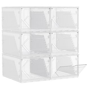 Lot De 6 Rangement Chaussures En Plastique, Empilable Et Reliable, Jusqu’à La Pointure 46, Blanc