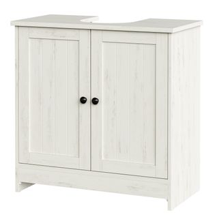 Meuble Sous Lavabo Toolless, Assemblage Rapide Sans Outils, Avec Étagère Réglable, Blanc