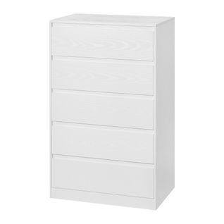 Commode 5 Tiroirs, Meuble De Rangement, 40 X 60 X 97,4 Cm, Style Moderne, Blanc