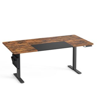 Bureau Réglable En Hauteur, 180 X 80 Cm, Fonction Mémoire, Port USB-c, Marron Et Noir