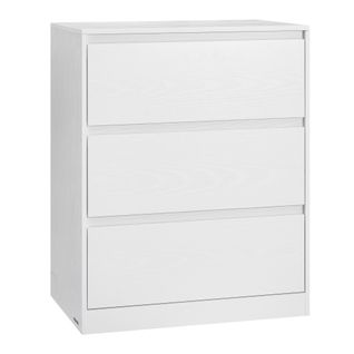 Commode Chambre 3 Tiroirs, Armoire De Rangement, Meuble à Vêtements, 40 X 60 X 75 Cm, Blanc Neige