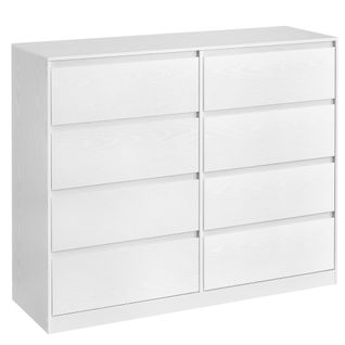 Vasagle Commode 8 Tiroirs, 40 X 119,4 X 97,5 Cm, Style Moderne, Blanc