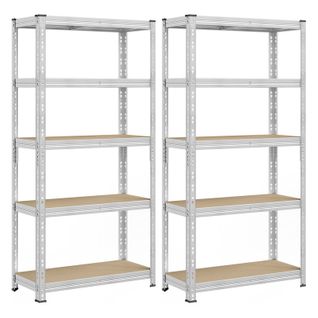 Étagère De Rangement Charge Lourde, Lot De 2, 40 X 90 X 180 Cm, Charge Jusqu’à 875 Kg, Argent