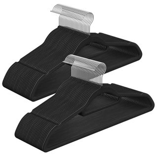 Cintres En Velours, Lot De 50, Abc Plus Flocage, Noir, 50 Pièces