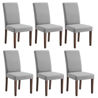 Lot De 6 Chaises De Salle à Manger, Dossier Haut, Assise Épaisse, 58 X 48 X 100 Cm, Gris