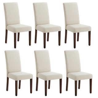 Lot De 6 Chaises De Salle à Manger, Dossier Haut, Assise Épaisse, 58 X 48 X 100 Cm, Blanc