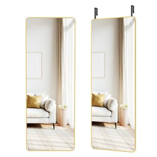 Miroir Intégral Suspendu, 120 X 40 Cm, Cadre En Alliage D'aluminium, Verre Trempé,doré