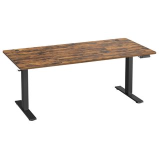 Bureau Assis-debout Réglable, 180 X 80 Cm, Avec Port USB-c, Fonction Mémoire 3 Hauteurs, Marron