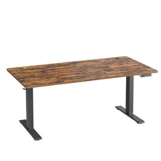 Bureau Assis-debout, Réglable En Hauteur, 160 X 80 Cm, Avec Port USB-c, Marron