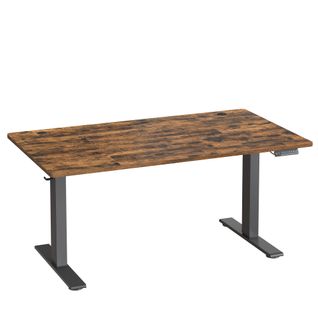 Bureau Assis-debout Réglable, 140 X 80 Cm, Avec Port USB-c, Fonction Mémoire 3 Hauteurs, Marron