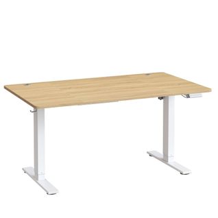 Bureau Assis-debout, Réglable En Hauteur, 140 X 80 Cm, Avec Port USB-c, Couleur Chêne