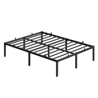 Lit Double 140 X 190 Avec Rangement Sous Le Sommier, Cadre Métallique, Style Moderne, Noir