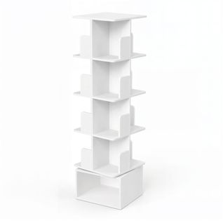 Étagère Pivotante à 360°, Meuble De Rangement à 5 Niveaux, Bibliothèque Ouverte, Blanc