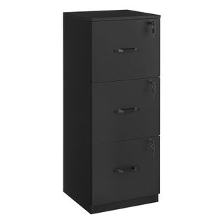 Armoire De Bureau Pour Bureau à Domicile, Avec 3 Tiroirs Verrouillables, Noir Encre