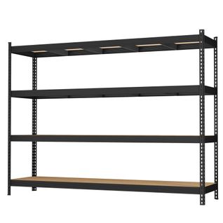 Étagère De Rangement, Charge Lourde 2000 Kg, 4 Niveaux, 60 X 200 X 183 Cm, Noir