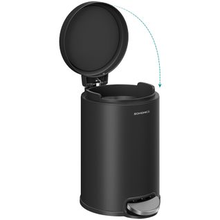 Poubelle à Pédale Pour Salle De Bain 3 L, Avec Couvercle à Fermeture Douce, Seau Intérieur, Noir