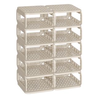 Étagère à Chaussures, 12 Plateaux, Rangement Pour Chaussures Ouvert, Beige Cappuccino