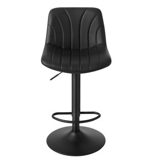 Chaises De Bar Réglables, Tabourets Avec Dossier, Rotation 360°, Pu, Lot De 2, Noir