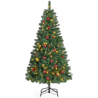 Sapin De Noël Artificiel, Avec Éclairage, Sapin De 180 Cm, Branches En Pvc, Avec Support En Métal