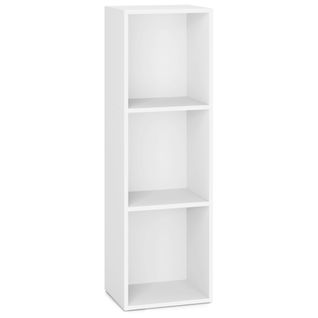 Bibliothèque, Étagère Sur 3 Niveaux, Meuble De Rangement, Avec Compartiments Ouverts,blanc